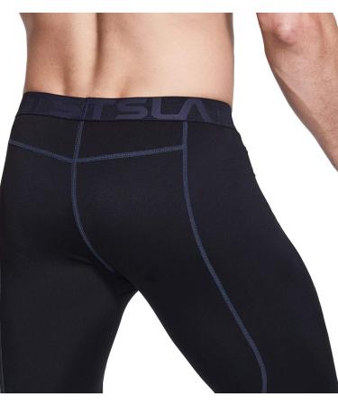 Shop TSLA Men's Thermal Compression Underwear | Winter Sports Leggings with Fleece Lining - Heatlock Technology | Black & Charcoal - Buy Online on SooperMarket.com
