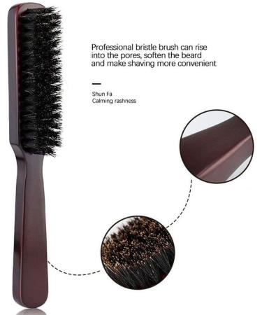 Shop Men's Wooden Beard Brush - Boar Bristle Mustache & Hair Styling Comb for Grooming | International Shipping Available - Buy Online on SooperMarket.com