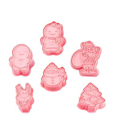 Cabilock 12 Pcs Biscuit Mold Christmas Embossing Mold Silicone Chocolate Mould Tool 3D Pink Pp Household