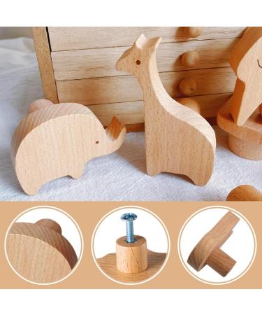 Buy Naveso 8 PCs Solid Wood Drawer Buttons for Children's Rooms | Animal Shape Wooden Handles & Cupboard Accessories - Buy Online on SooperMarket.com