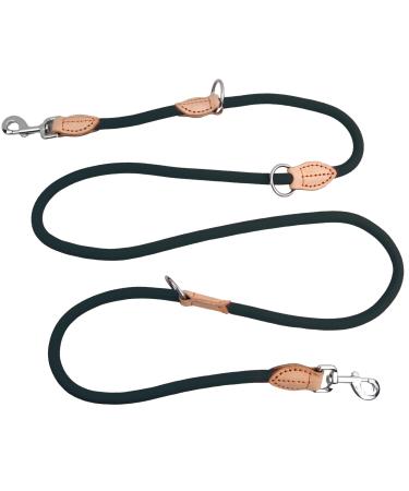 2m dog leash with 2 carabiners nylon double liners robust training lines drag line wearable dogs double -leased exercise line permanent for small medium -sized and large dogs (black)