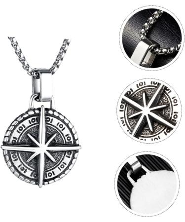 CHILDWEET 1pc Compass Necklace Mens Necklace Mens Pendants Vintage Star Necklace Man Stainless Steel Jewelry - Buy Online on SooperMarket.com
