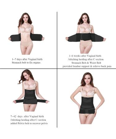 TiRain Postpartum Belly Wrap 3 in 1 - Postpartum Belly Binder & C Section Belt for Postnatal Recovery Support - Black, Size L - Buy Online on SooperMarket.com