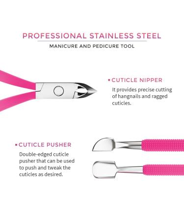 Andlane Cuticle Trimmer and Pusher - Professional Stainless Steel Nippers - Manicure/Pedicure Tool (Pink) - Buy Online on SooperMarket.com