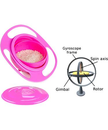 360 Degrees Gyro Bowl - Unspillable Snack Toddler Bowl - Anti Spill Magic Bowl for Babies and Kids - Pink - Buy Online on SooperMarket.com