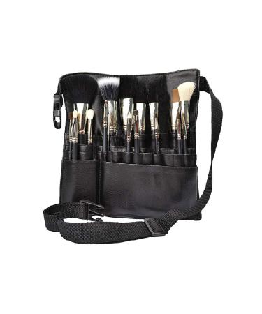 1pc Pu Leather Makeup Brush Waist Bag Portable Cosmetic Brush Holder Organizer with Artists Belt Strap (unfolding)