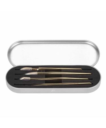 Professional eyelash extension tweezers set precise eyelash tweezers in salon quality with 4 different styles for eyelash extensions (gold metal)