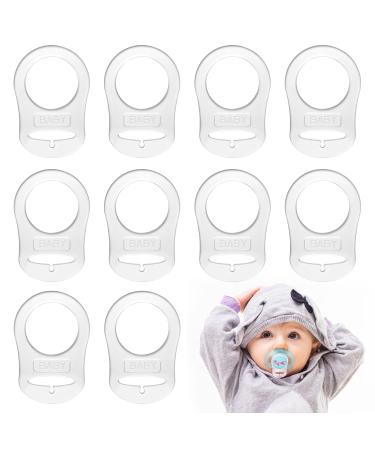 Lisopo 12 PCs Transparent Silicone button ring silicone ring for pacifier baby pacifier holder clip adapter pacifier holder for baby pacifier chains