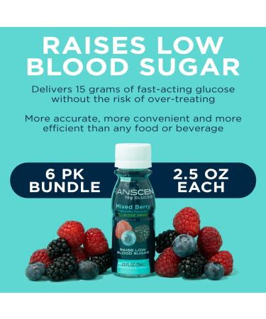 Transcend Mixed Berry Glucose Shots 12 Pack - Fast Acting Blood Sugar Support for Diabetics - Gluten Free Vegan Formula - 15g Dose - Made in USA - 2.5oz Each (Pack of 12) - Buy Online on SooperMarket.com