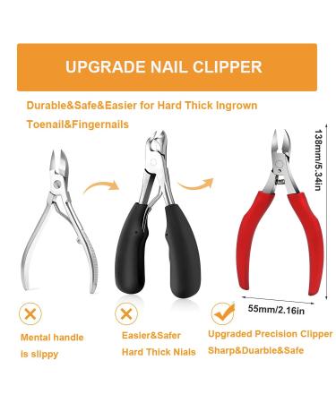 Jinpiker Profi Footnail Pliers Set - 12 PCS Stainless Steel Nail Scissors & Tongs for Thick & Ingrown Toenails - Red - Buy Online on SooperMarket.com