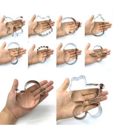 LILIAO Baby Shower Cookie Cutter Set - 10 Pcs Stainless Steel - Footprint, Dress, Carriage, Pacifier, Duck, Elephant, Bottle, Rattle, Ribbon Baby Biscuit Cutters - Buy Online on SooperMarket.com
