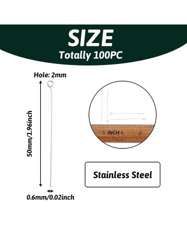 Pandahall 100pcs 22 Gauge Stainless Steel Open Eyepins 2 Inch for DIY Jewelry Making - Buy Online on SooperMarket.com