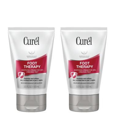 Cur l Foot Therapy Cream Soothing Lotion for Dry Callused Feet and Cracked Heels Quick Absorbing Humectant Moisturizer 3.5 Ounce (Pack of 2) with Shea Butter Coconut Milk and Vitamin E