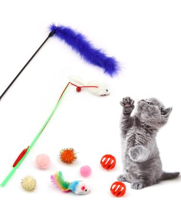 QUOZUO 31 pcs Cat Toys Variety Pack for Kitty 2 Way Tunnel Cat Feather Teaser Cat mouse Toy Cat Crinkle Balls Cat Balls with Bell Catnip Toys for Indoor Cats Kittens Toys - Buy Online on SooperMarket.com
