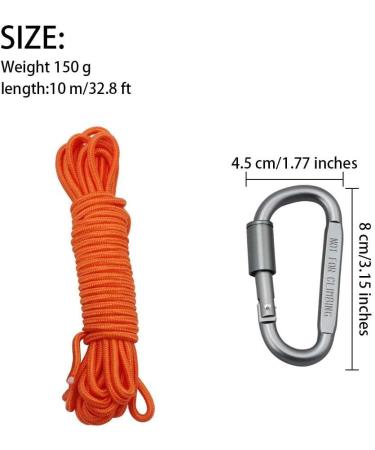 BeGrit 6mm Floating Rope Anchor with Aluminum D-Ring Locking Carabiner - 10m | Ideal for Kayak, Canoe, Boat, Camping, Hiking, Awning & Tent Canopy - Buy Online on SooperMarket.com