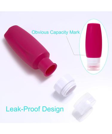 90ml Silicone Travel Bottles Set - BPA-Free Leak-Proof Portable Containers for Toiletries Lotion Shampoo & Conditioner - 4 Pack (Rose Red) - Buy Online on SooperMarket.com