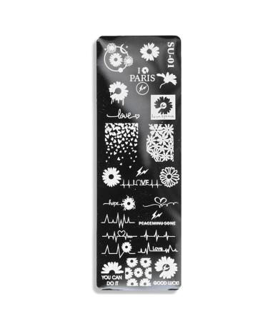 Sanwood nail stamps human facial pattern nail art stamp template manicure tool set manicure art stainless steel pressure plate for girls and women 1