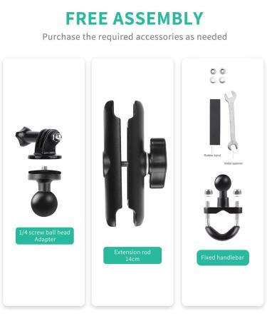 RUIGPRO 360 Motorcycle Bike Camera Holder Handlebar Mount for GoPro Action Cameras - Buy Online on SooperMarket.com
