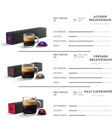 Nespresso Vertuo Coffee Capsules - Altissio Decaffeinato Fortado Decaf and Half Caffeinato 3 Boxes (30 Pods) Bundled with Border Biscuits Selection & Giftable Tote Bag - Buy Online on SooperMarket.com