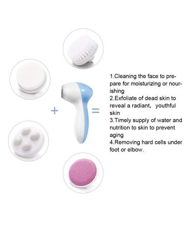 Buy MOSCHOW Face Cleansing Brush 4-in-1 Set - Waterproof Facial Brush with Exfoliating Heads - Blue - Buy Online on SooperMarket.com