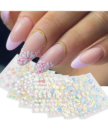 30 Colorful Flower Nail Art Stickers - Self Adhesive Decals for DIY Manicure Decorations - Floral Bow Tie, Daisy, Heart Designs - Nail Art Supplies for Women and Girls - Buy Online on SooperMarket.com