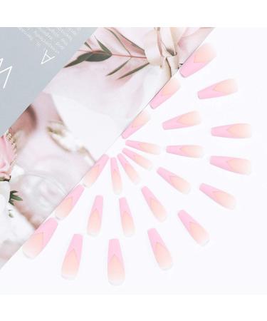 Brishow Coffin Artificial Nails - Pink Ballerina Acrylic Press-On Full Cover Nails (24pcs) for Women & Girls - Buy Online on SooperMarket.com