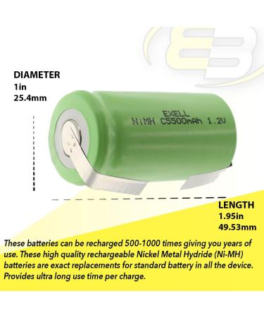 Buy 2x Exell 1.2V 5000mAh NiMH C Size Rechargeable Batteries | Ideal for Airsoft Telecoms Electric Tools & Data Meters - International Shipping Available - Buy Online on SooperMarket.com