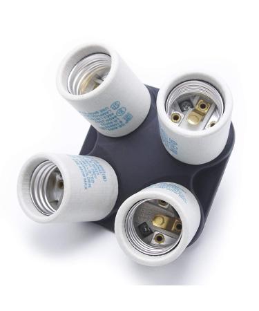 LimoStudio 4 in 1 Socket Adapter Holder E27 Bulb Lamp Light Socket Splitter UL Approved for Photo Studio Lighting, AGG813 4.10 x 3.80 x 4.10 inches