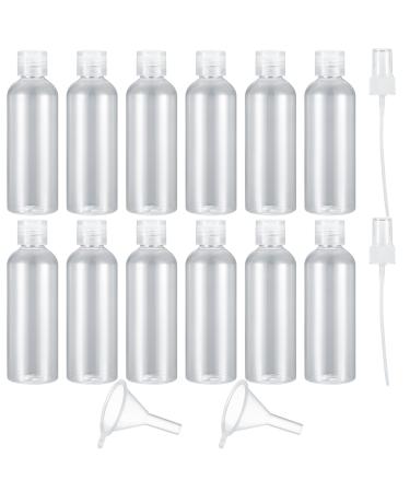 Piankeke 12 pieces of travel bottles set 100ml of empty plastic bottles cosmetic bottles with 2 nozzles and 2 small funnel cosmetics travel containers for air travel shampoo lotion shower gel
