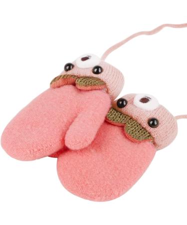 Kids Toddlers Knitted Gloves Mittens with String | Fleece Lined Winter Warm Mittens for Boys Girls | Age 0-3 | Orange - Buy Online on SooperMarket.com