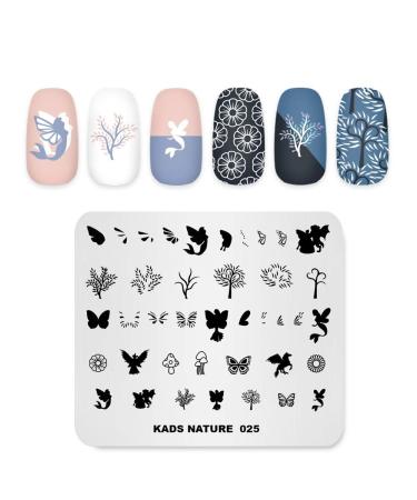 Alexnailart Stamp Stencils for Nail Art Nature Theme Templates Manicure Design Printing Tool 5#