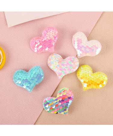 30 Heart Shaped Sequin Hairpins - Valentine's Day Glitter Hair Clips for Girls - Buy Online on SooperMarket.com