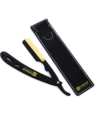 BLACK & GOLD COMBINATION Stainless Steel Barber Exchangeale Blade Straight Edge Barber Shaving Razor -Safety Razor -Macs-045B