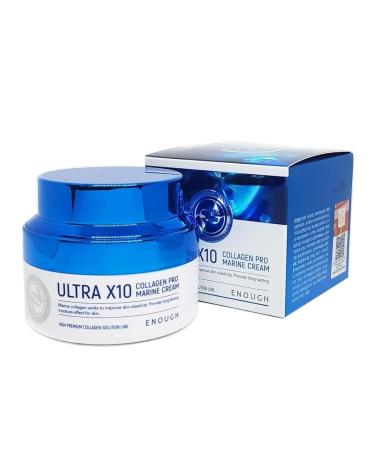 Enough High Premium Pro Cream Collagen Peptides & Hyaluronic Acid Facial Moisturizer for Women Korean Skin Care Face and Neck Creams for Tightening Firming (Ultra X10 Collagen Pro Marine Cream)