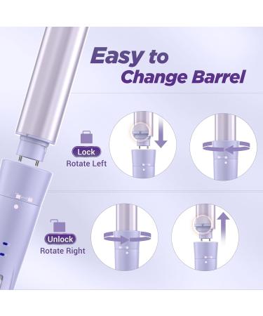 5 in 1 Wand Curling Iron Set - Versatile Curling Wand & Hair Straightener with 3 Ceramic Barrels Fast Heat & Accessories - Purple - Buy Online on SooperMarket.com