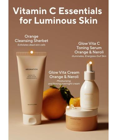AROMATICA Glow Vita C Toning Serum - Orange & Neroli | Vitamin C Serum for Sensitive Skin | 30ml | Boost Radiance & Hydration - Buy Online on SooperMarket.com