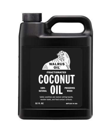 WALRUS OIL - 100% Pure Coconut Oil Wood Finish Conditioner and Cutting Board Oil 100% Food-Contact Safe Fractionated MCT 32oz Jug