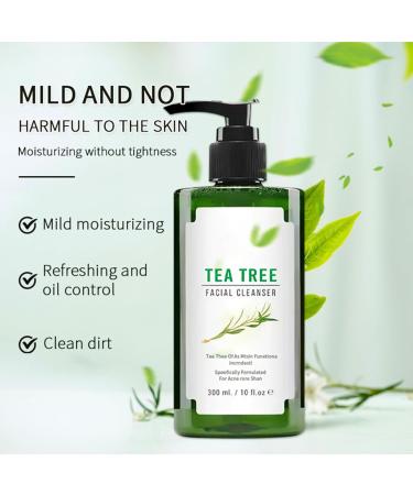 300ml Tea Tree Face Wash Large-capacity Facewash With Tea Tree Oil Tea Tree Acne Face Wash Exfoliating Face Wash Foaming Cleanser For Acne Prone & Oily Skin Face Wash - Soothe Facial Skin Care - Buy Online on SooperMarket.com