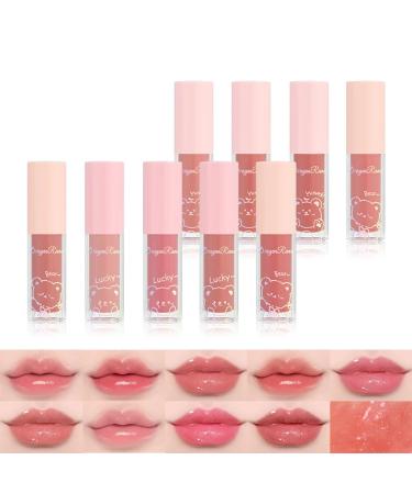 Bear Lip Glaze Jelly Lipstick 9 Colors Watery Liquid Lipstick Set Moisturizing Lip Stain Plumping Highly Pigmented Lip Gloss Set Cosmetics Beauty Makeup