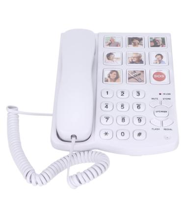 LIKJ Big Button Corded Phone LD 858HF Hands-Free Dial Photo Memory Desktop Telephone One-Touch Dialing Landline Phones with 7 Home Number 1 SOS Number 1 Meal Order Number for Seniors Elderly Home