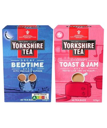 Taylors of Harrogate Bedtime Brew 40 per pack and Toast & Jam Brew 40 per pack (2 Pack Bundle)