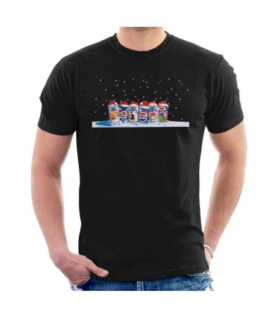 All+Every Pepsi Retro 90s Christmas Cans Men's T-Shirt L Black