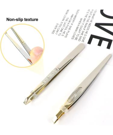 Sularpek Stainless Steel Slant Tweezer Set for Facial Hair - 2pcs Eyebrow Tweezers for Women and Men - Buy Online on SooperMarket.com