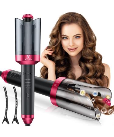 Automatic Curling Iron Automatic Hair Curler with 1" Large Rotating Barrel & 4 Temps Hair Curler Safety Anti-Scald & Anti-Tangle Curling Iron Fast Heating Auto Curler for Hair Styling-Grey