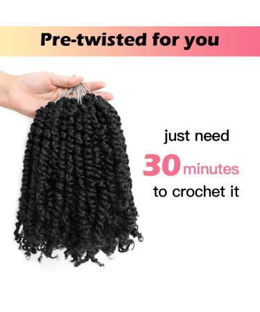 Niseyo 6 Inch Pre-twisted Passion Twist Hair 8 Packs Pre-looped Crochet Short Braids 1B/Natural Black - Buy Online on SooperMarket.com
