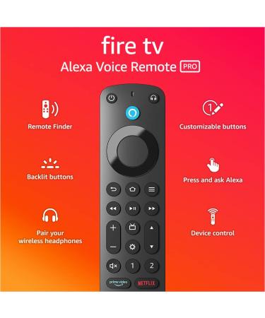 Alexa Voice Remote Pro, includes remote finder, TV controls, backlit buttons, requires compatible Fire TV device Remote only