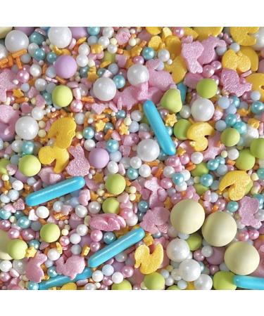 Easter sprinkles for cakes cupcake edible toppers sprinkle mix blend lilac pink yellow bunny pearls party decoration baking biscuits cake topper balls chocolate balls HOPPY EASTER