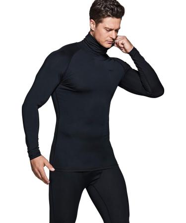 TSLA Men's UPF 50+ Mock Long Sleeve Compression Shirt | 1 or 3 Pack | Athletic Workout & Water Sports Rash Guard | Black Medium - Buy Online on SooperMarket.com