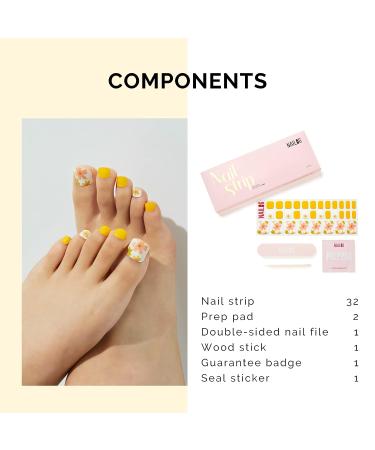 NAILOG Semi Cured Gel Nail Strips - 32 Long Lasting Yellow Sunday Park Toe Polish Stickers - Buy Online on SooperMarket.com