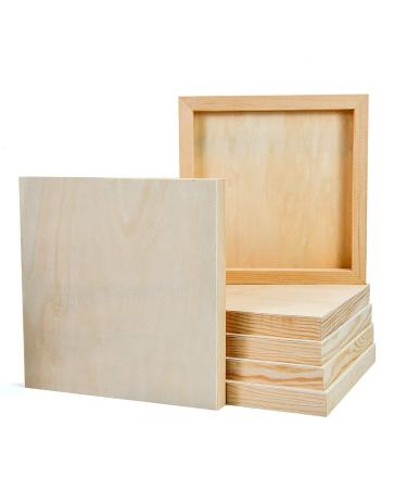 YoleShy 6 Pcs 8'' x 8'' Unfinished Wood Cradled Painting Panel Boards for Arts & Craft - Wooden Canvas Panels 6 Count (Pack of 1)